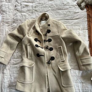 Banana Republic Cream Pea Coat Double-Breasted Wool